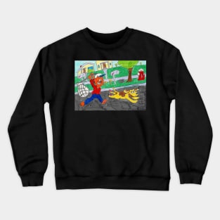 Kitty catching the Dog Crewneck Sweatshirt